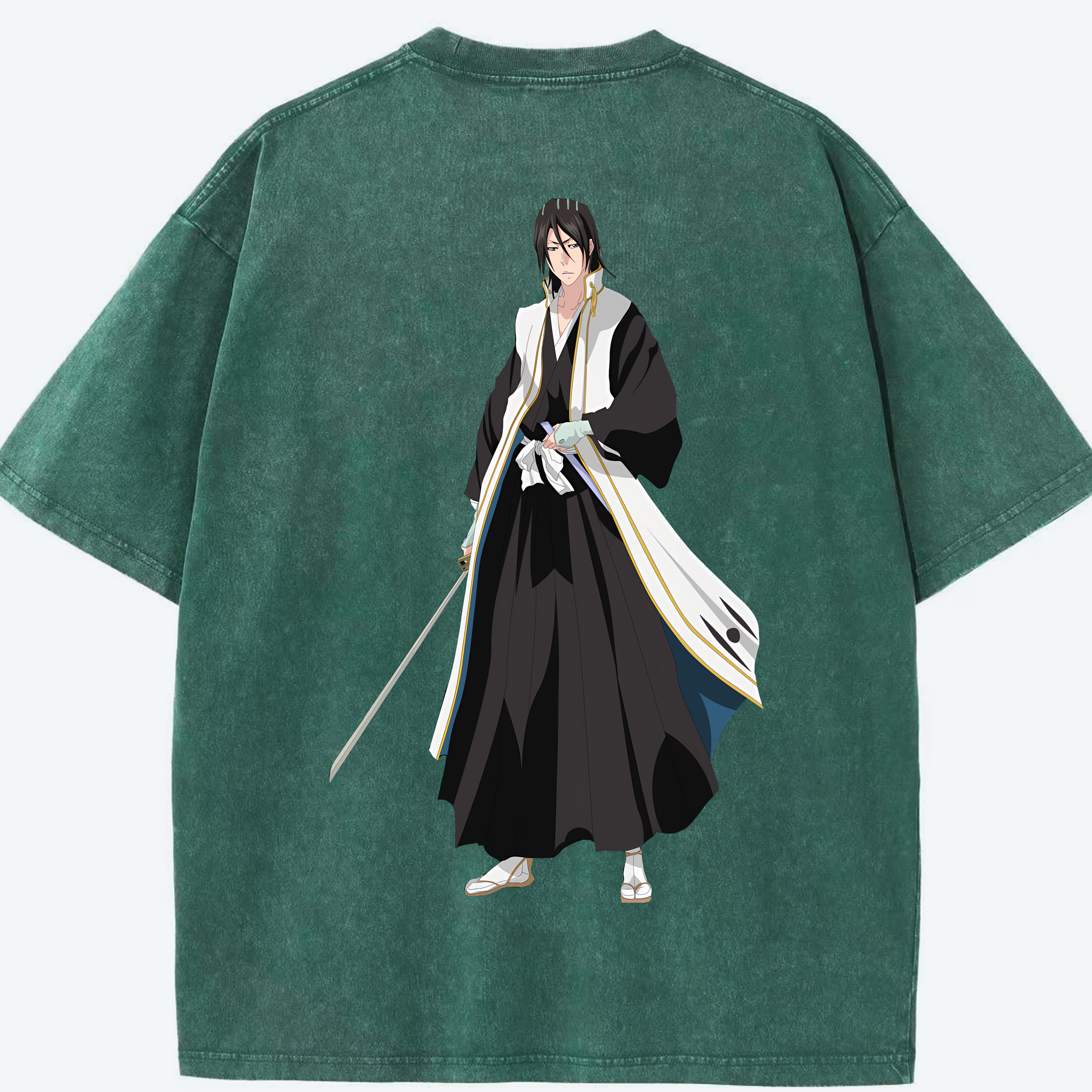 （画像用） ブリーチ くちき びゃくや BLEACH Kuchiki Byakuya 綿100% ヴィンテージ風 半袖Tシャツ（背面プリント）
